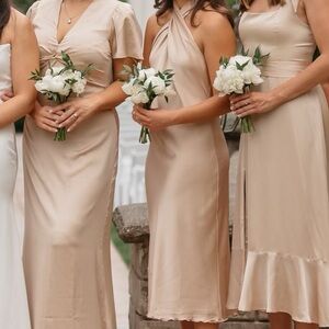 Show Me Your MUMU champagne halter bridesmaid dress